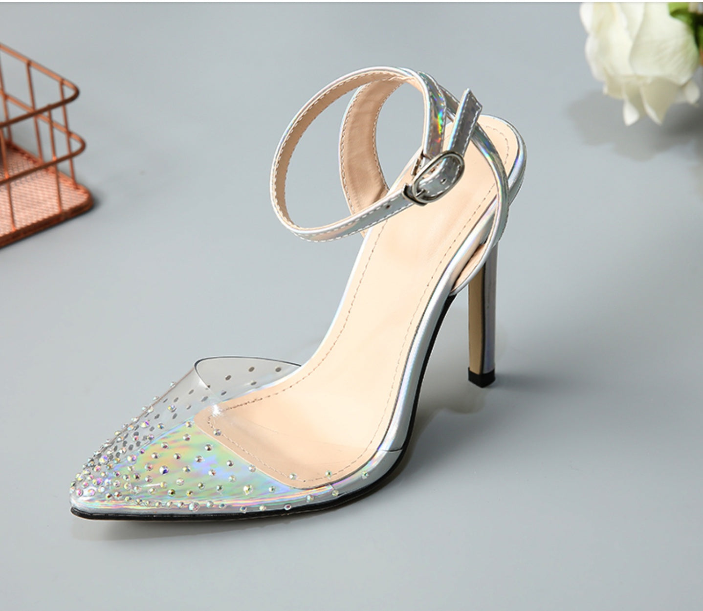 Pointed diamond sandals for women with stiletto heels My Store