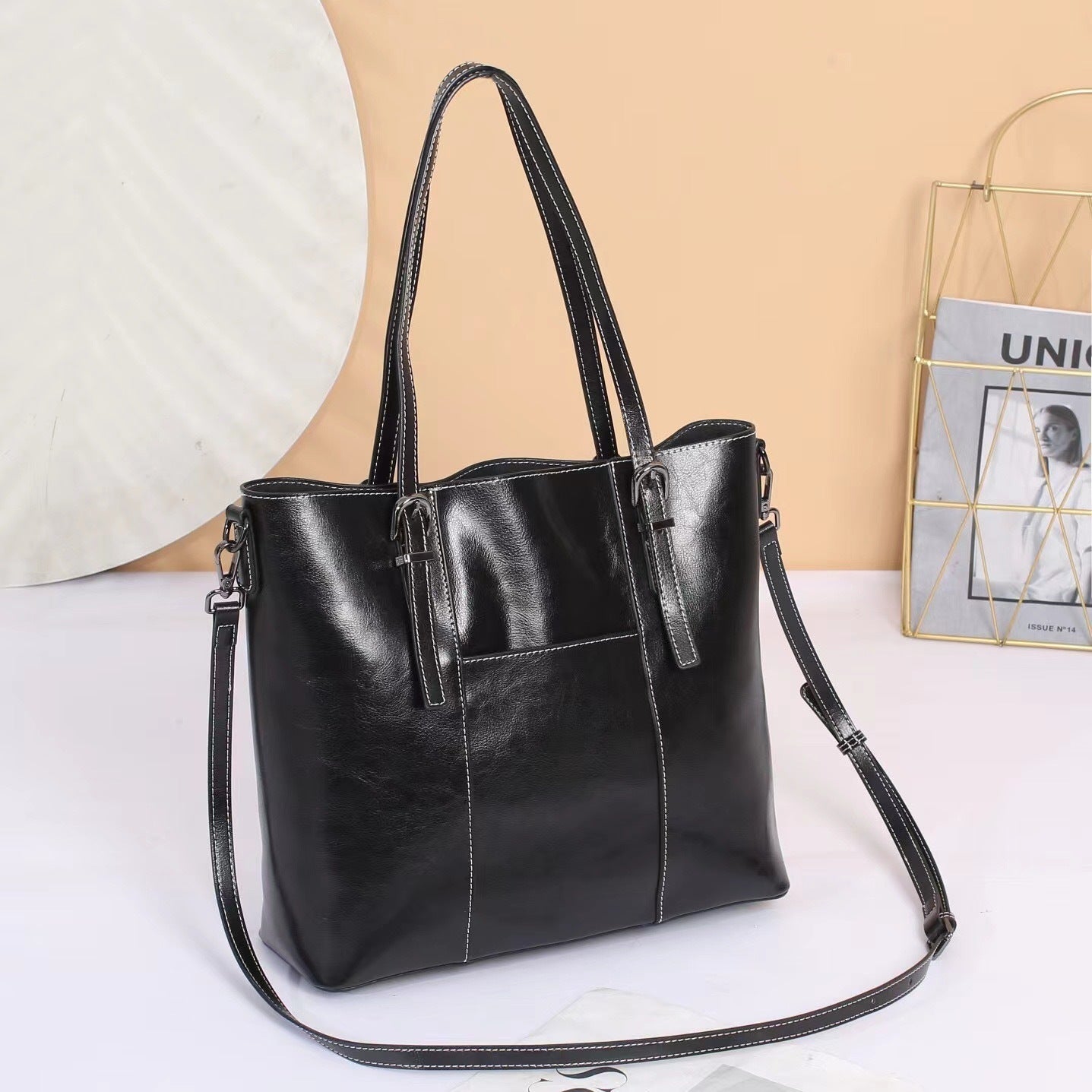 Big Bag Genuine Leather Capacity Cowhide Messenger Bag Female Hand-held Tote My Store