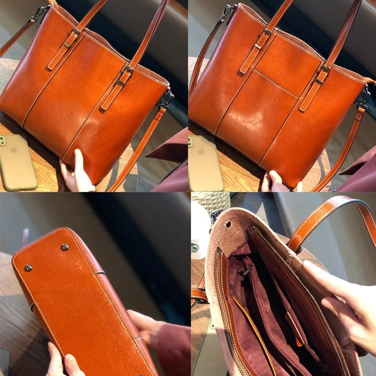 Big Bag Genuine Leather Capacity Cowhide Messenger Bag Female Hand-held Tote My Store