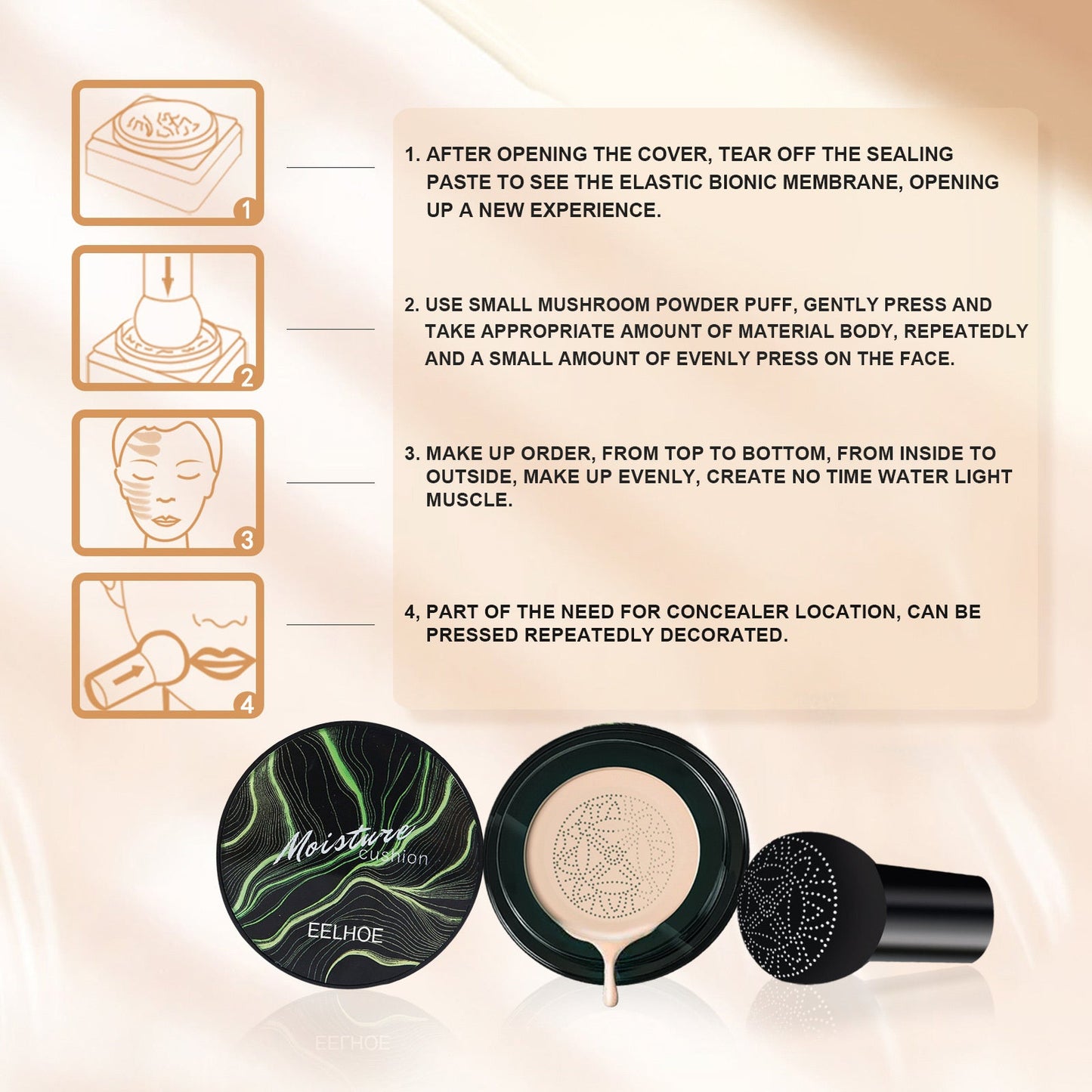 Mushroom Head Air Cushion Natural BB Cream Covers Facial Blemishes And Brightens Natural Nude Makeup Foundation Cream My Store