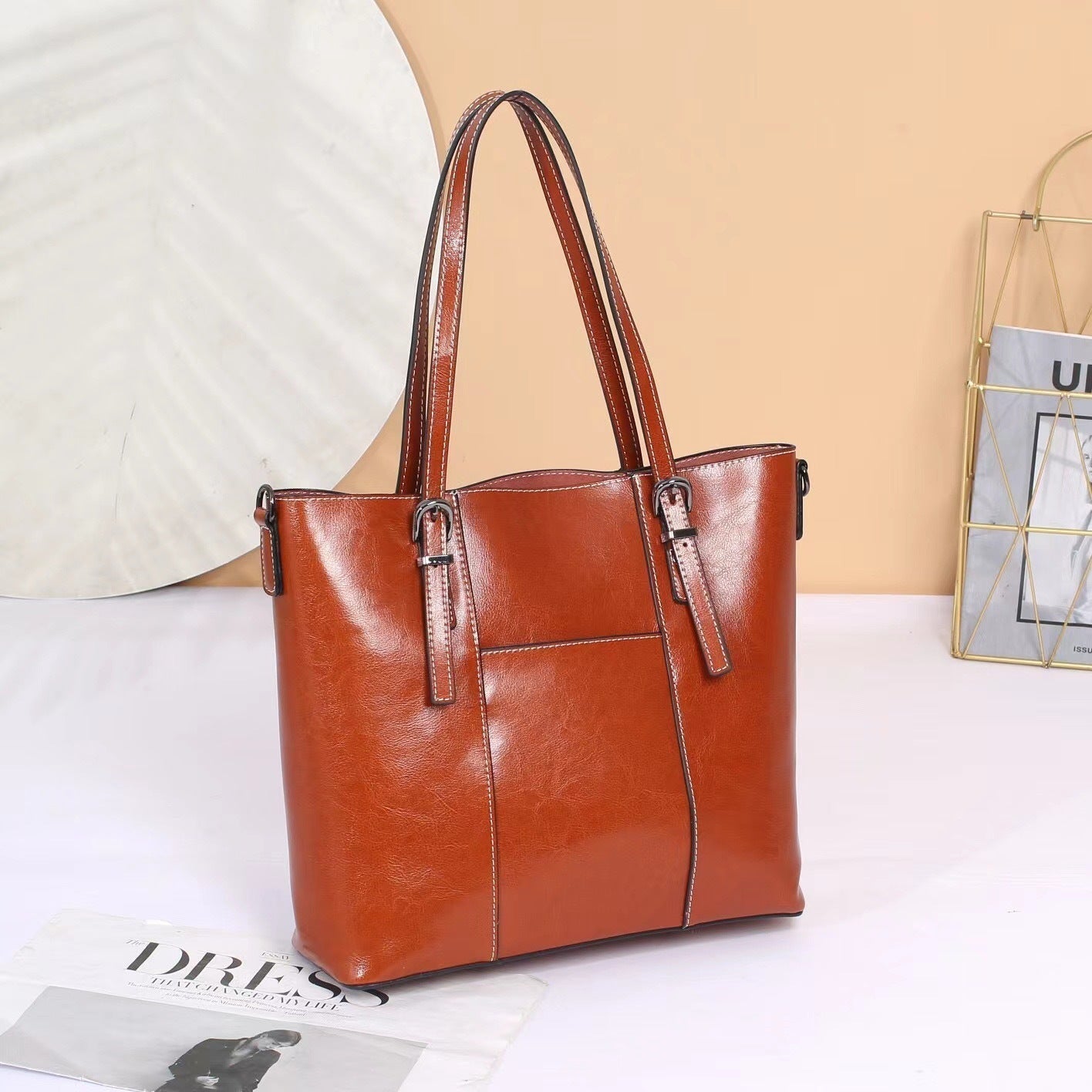 Big Bag Genuine Leather Capacity Cowhide Messenger Bag Female Hand-held Tote My Store