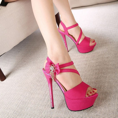 High Heel Sandals Women Stiletto Rhinestone Bow Sexy High Heels Women My Store