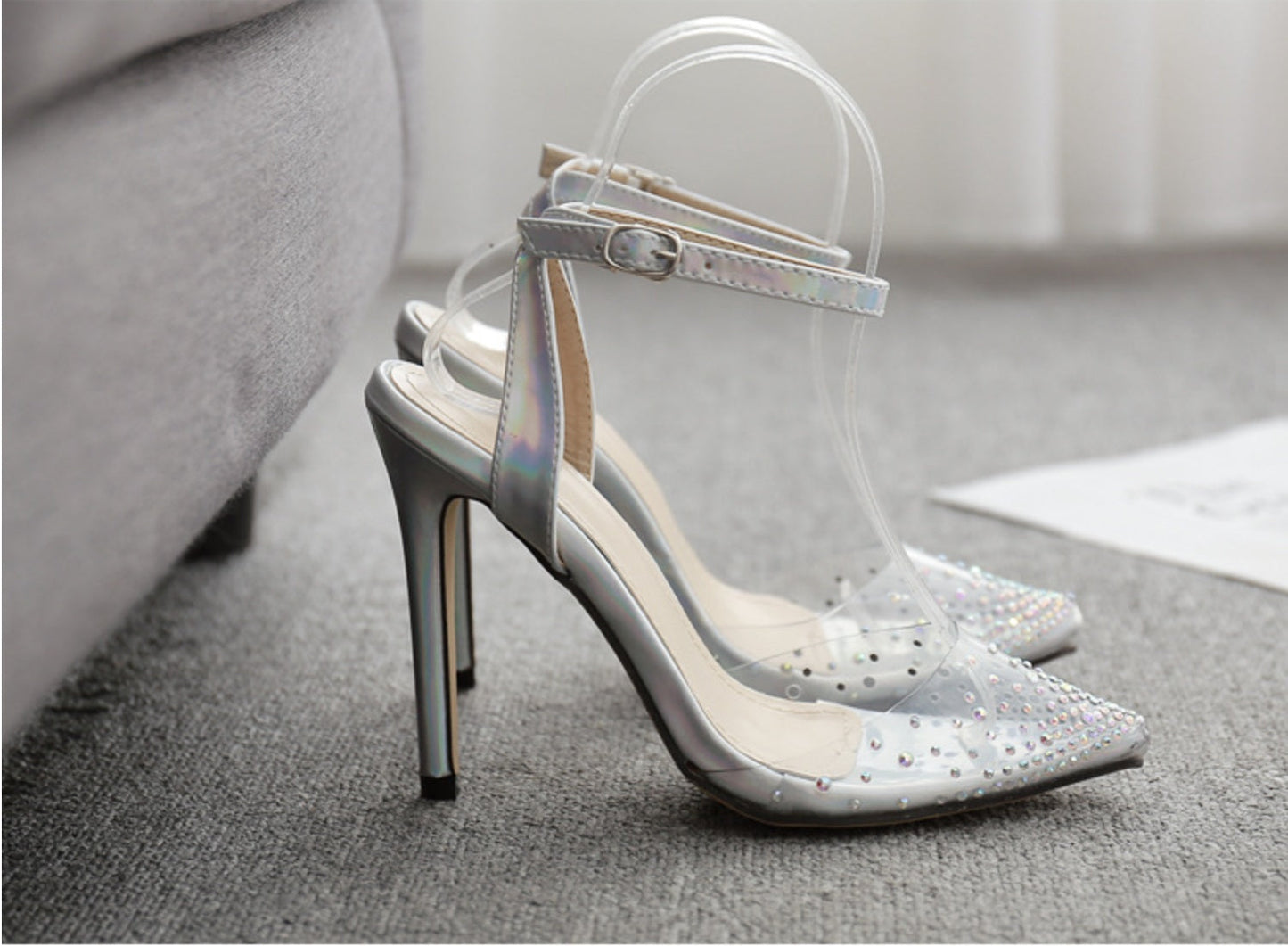 Pointed diamond sandals for women with stiletto heels My Store