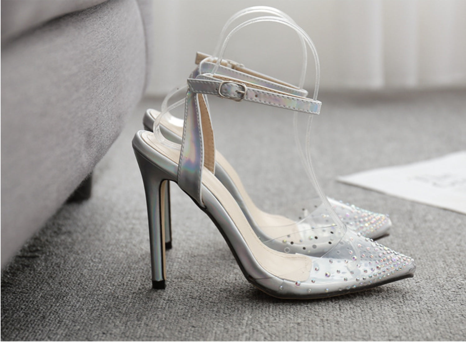 Pointed diamond sandals for women with stiletto heels My Store