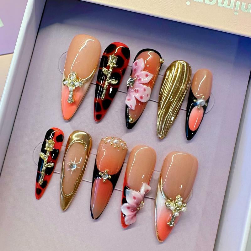 Minimani Spring Collections 10PCS Handmade Press on Nails Wedding Nails Reusablegel/Acrylic 2025 New Arrival
