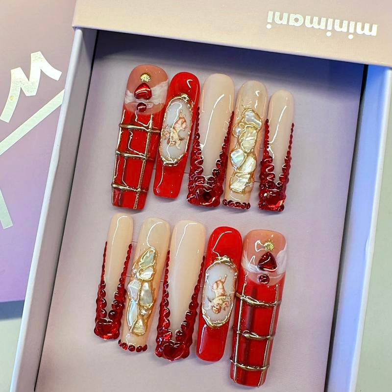 Minimani Spring Collections 10PCS Handmade Press on Nails Wedding Nails Reusablegel/Acrylic 2025 New Arrival