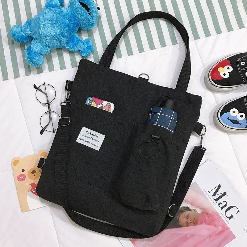 Harajuku Canvas Bags Students Handbag With Pockets Preppy Buckpack Shoulder Bag For Women Shoolbags My Store
