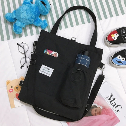 Harajuku Canvas Bags Students Handbag With Pockets Preppy Buckpack Shoulder Bag For Women Shoolbags My Store