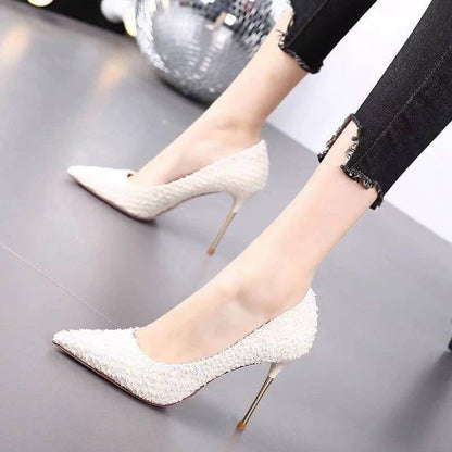 New White High Heels Women Stiletto Pointed Toe My Store