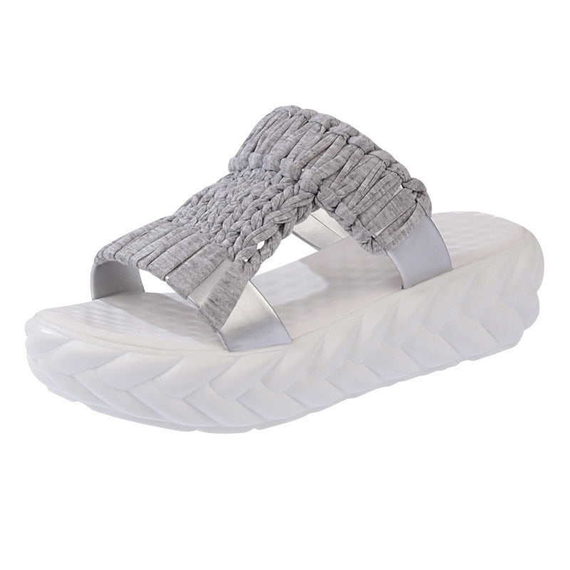 Fashionable Korean Version Thick Bottom Sponge Cake Cooler Slippers My Store