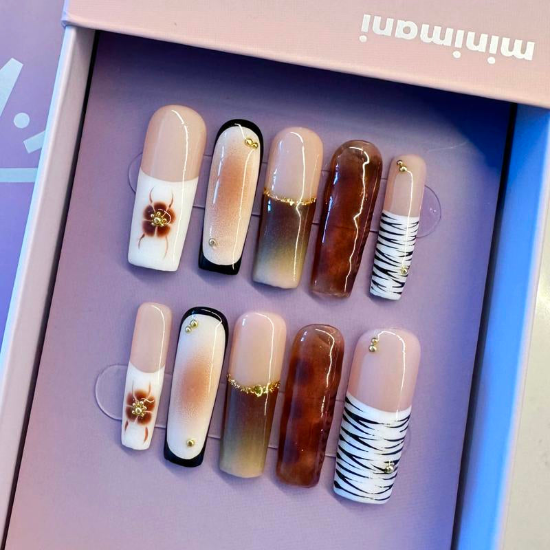 Minimani Spring Collections 10PCS Handmade Press on Nails Wedding Nails Reusablegel/Acrylic 2025 New Arrival