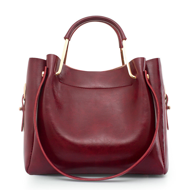 new fashion handbags Sanjiantao retro all-match single shoulder bag simple oil wax portable Tote Bag My Store