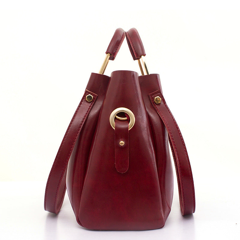 new fashion handbags Sanjiantao retro all-match single shoulder bag simple oil wax portable Tote Bag My Store