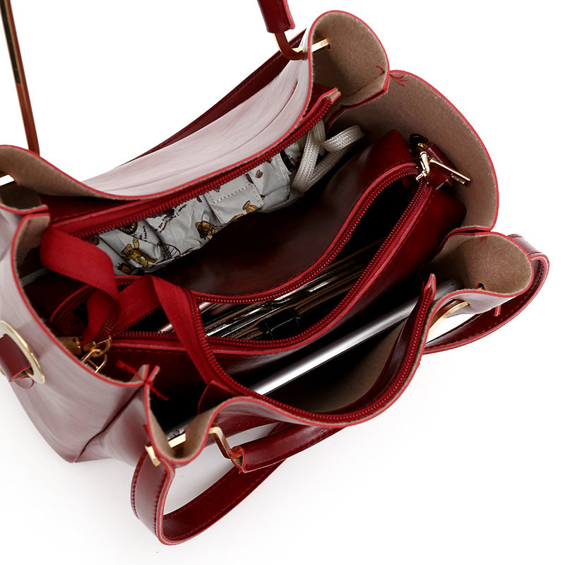 new fashion handbags Sanjiantao retro all-match single shoulder bag simple oil wax portable Tote Bag My Store