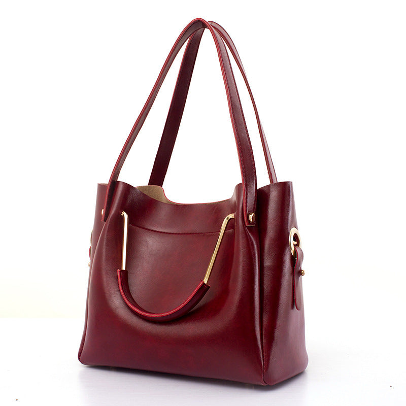 new fashion handbags Sanjiantao retro all-match single shoulder bag simple oil wax portable Tote Bag My Store