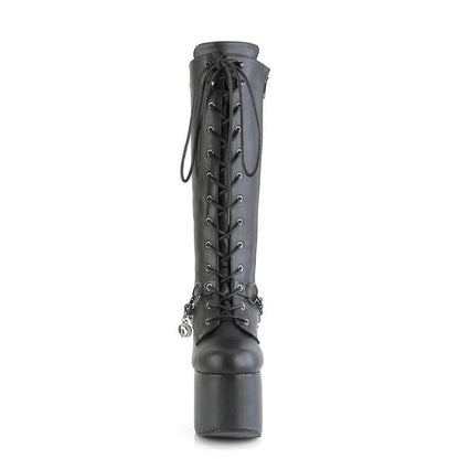 Demonia Torment-170 Black Vegan Leather Knee-High Boots