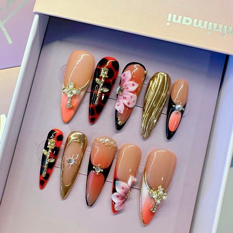 Minimani Spring Collections 10PCS Handmade Press on Nails Wedding Nails Reusablegel/Acrylic 2025 New Arrival