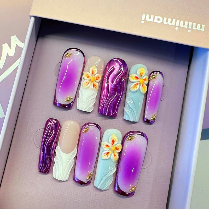 Minimani Spring Collections 10PCS Handmade Press on Nails Wedding Nails Reusablegel/Acrylic 2025 New Arrival