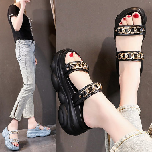Women's Platform Chain Booster Slip-On Slippers My Store