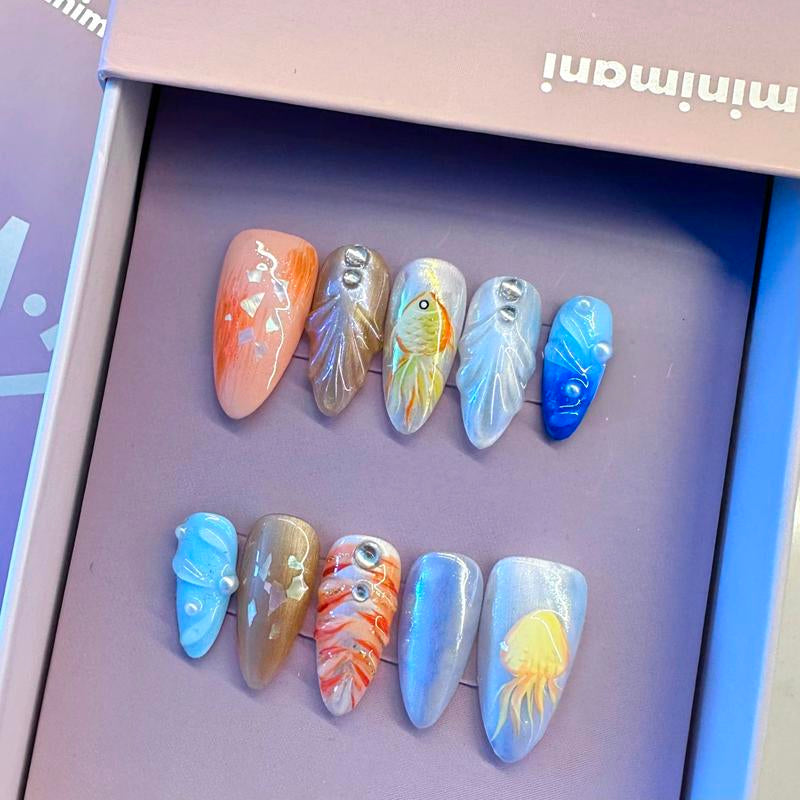 Minimani Spring Collections 10PCS Handmade Press on Nails Wedding Nails Reusablegel/Acrylic 2025 New Arrival