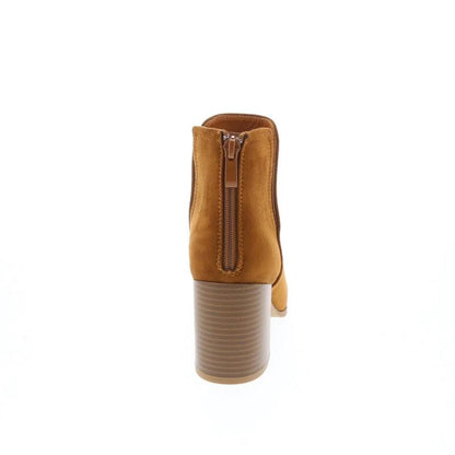 Ladies Block Heel Bootie - Stylish and Comfortable Ivory Tan Footwear for Women - Shoe, Walking Shoes