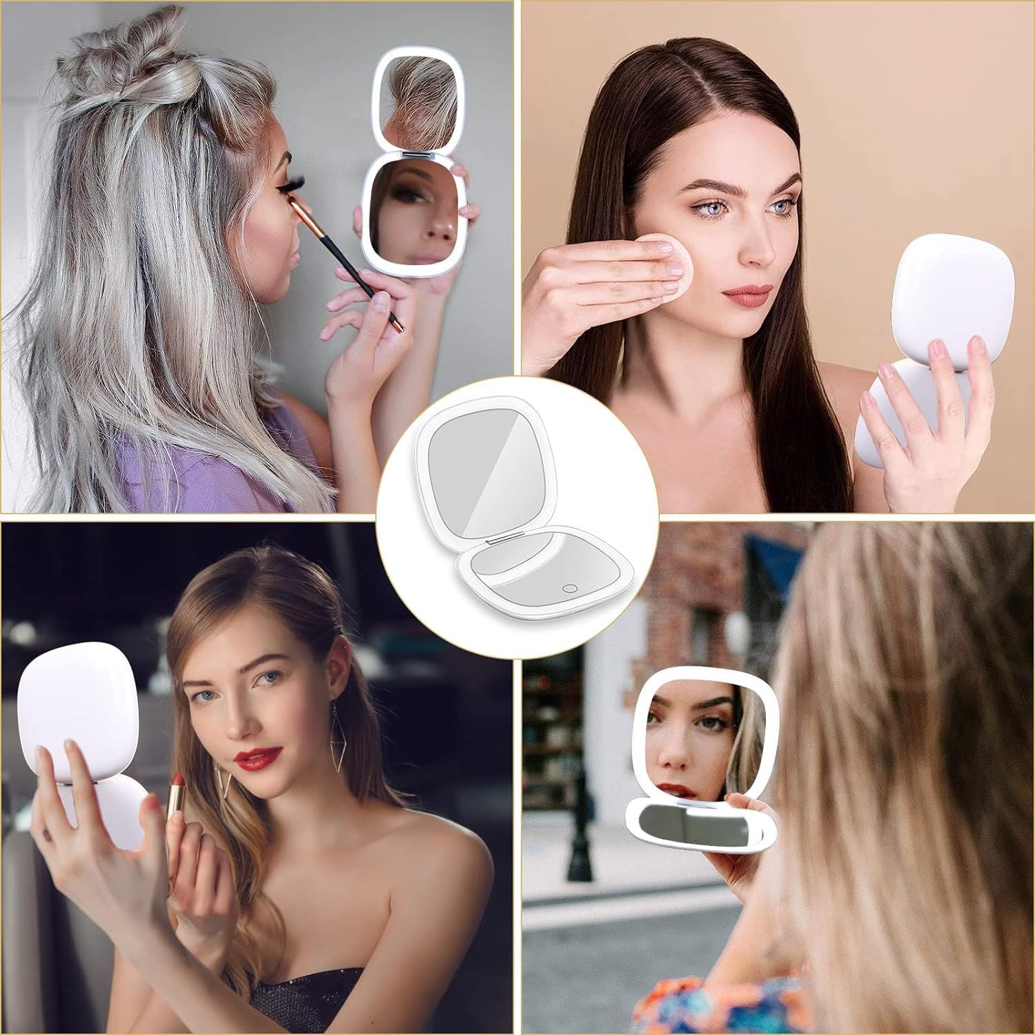 Handheld Led Make-up Mirror Foldable And Portable Portable Makeup Mirror My Store