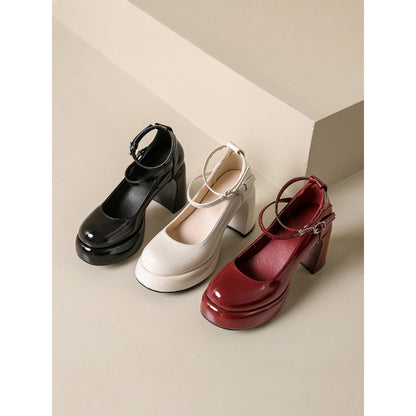 Women&#039;s Shoes With Mary Jane 2025 Spring And Autumn Dress Thick Heel Platform Shoes Small Red High Heels