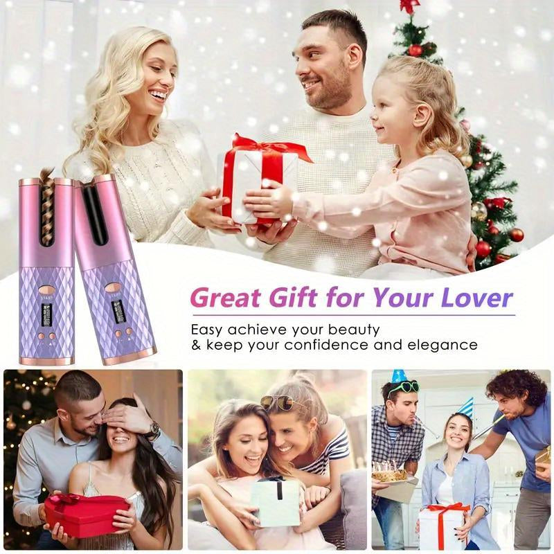 5000Mah LED Cordless Automatic Hair Curler with Ceramic Rotating Barrel, 6 Temperature and Timer Settings, Portable and Rechargeable, Fast Heating Iron for Effortless Styling and Auto Shut-Off Adjustable Comfort