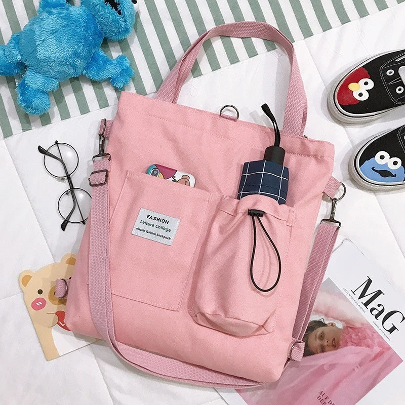 Harajuku Canvas Bags Students Handbag With Pockets Preppy Buckpack Shoulder Bag For Women Shoolbags My Store