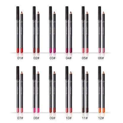 12Pcs Women Waterproof Lipstick Long Lasting Matte Lip Liner Pencil Lip Pen Set My Store