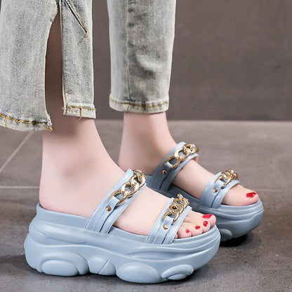 Women's Platform Chain Booster Slip-On Slippers My Store