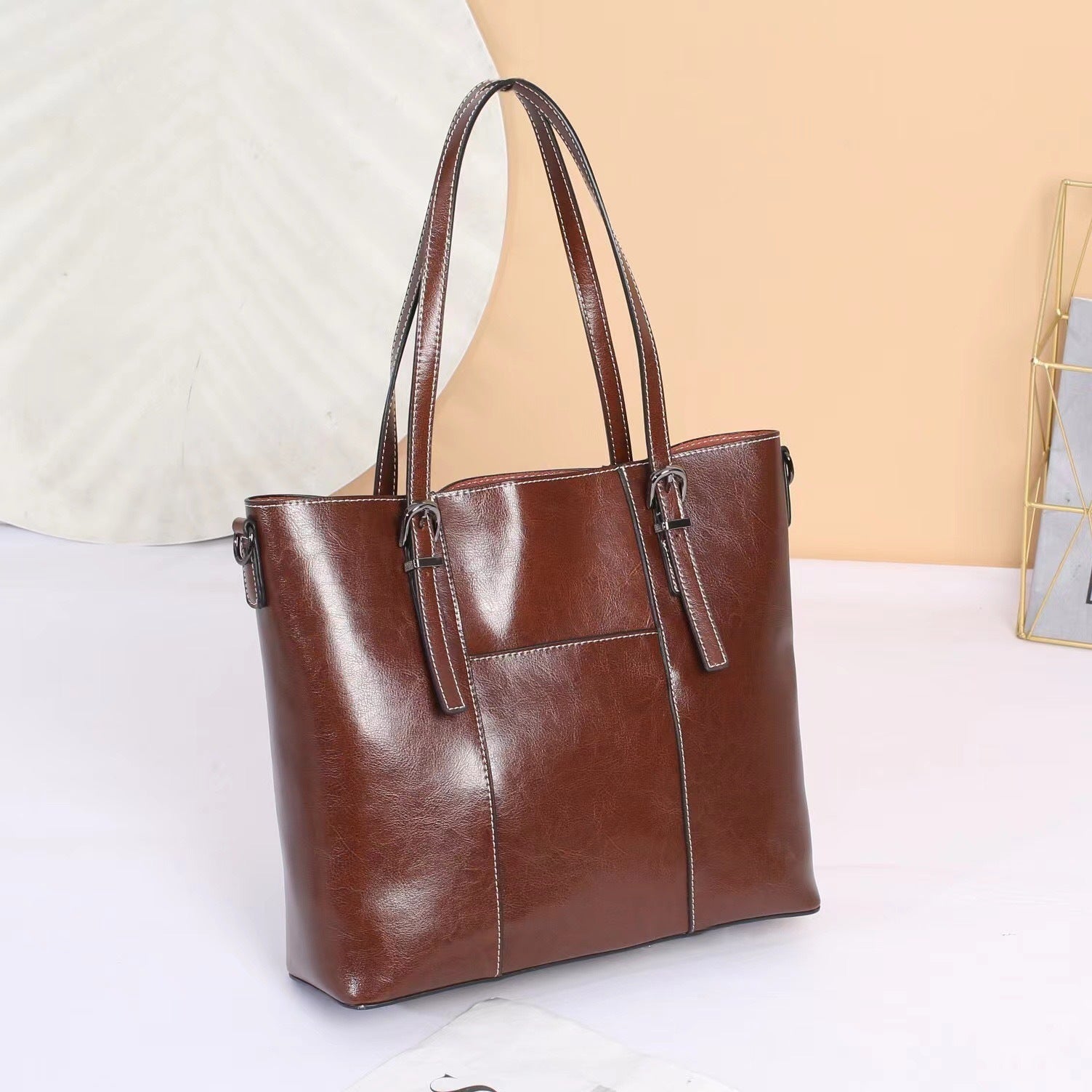 Big Bag Genuine Leather  Capacity Cowhide Messenger Bag Female Hand-held Tote My Store