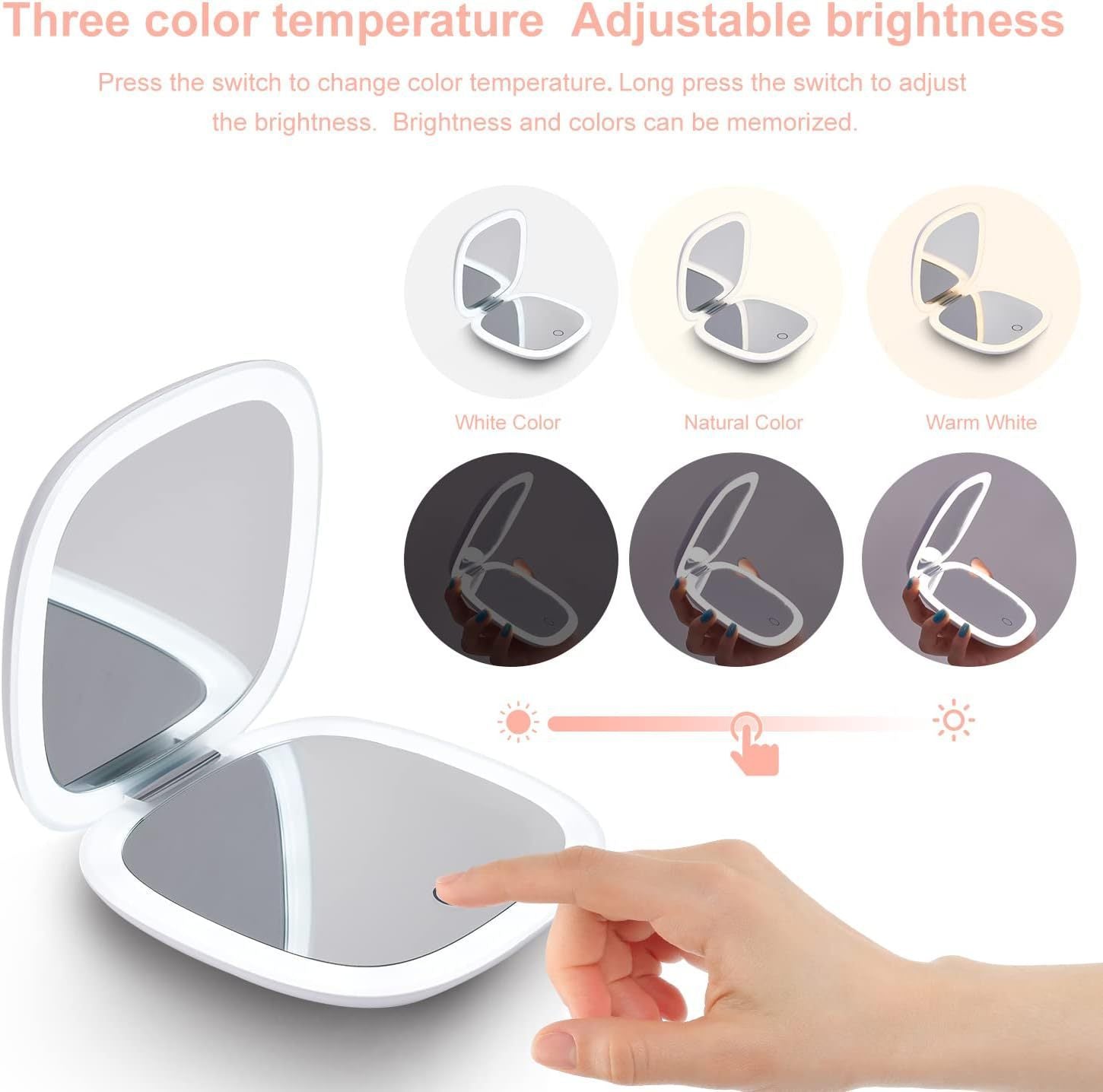 Handheld Led Make-up Mirror Foldable And Portable Portable Makeup Mirror My Store