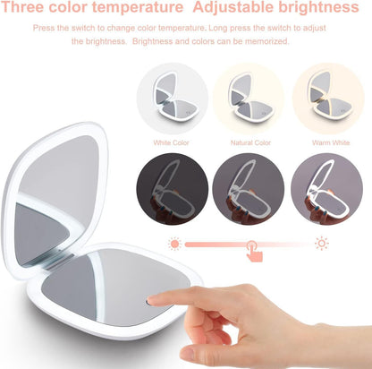 Handheld Led Make-up Mirror Foldable And Portable Portable Makeup Mirror My Store