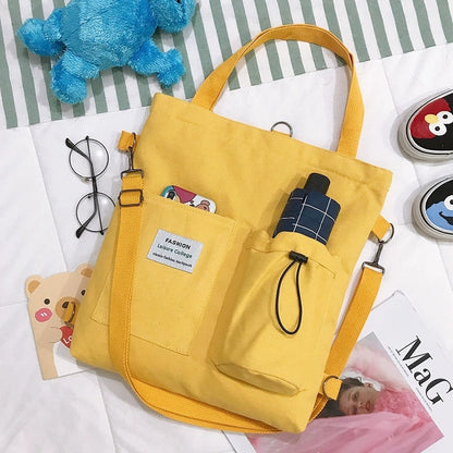 Harajuku Canvas Bags Students Handbag With Pockets Preppy Buckpack Shoulder Bag For Women Shoolbags My Store