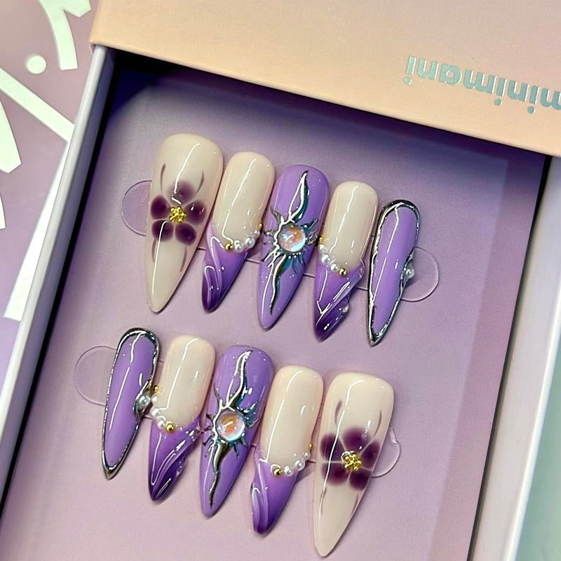 Minimani Spring Collections 10PCS Handmade Press on Nails Wedding Nails Reusablegel/Acrylic 2025 New Arrival