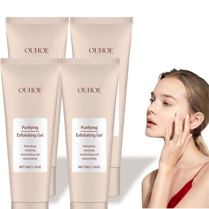 4PCS OUHOE Purifying Exfoliating Gel - Gentle Exfoliating Gel, Facial Exfoliator Cleanser, Exfoliating Gel Scrub for Face & Hands - Alcohol-Free, 68G X 50Ml Moisturizing Skincare