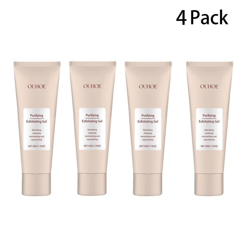 4PCS OUHOE Purifying Exfoliating Gel - Gentle Exfoliating Gel, Facial Exfoliator Cleanser, Exfoliating Gel Scrub for Face & Hands - Alcohol-Free, 68G X 50Ml Moisturizing Skincare