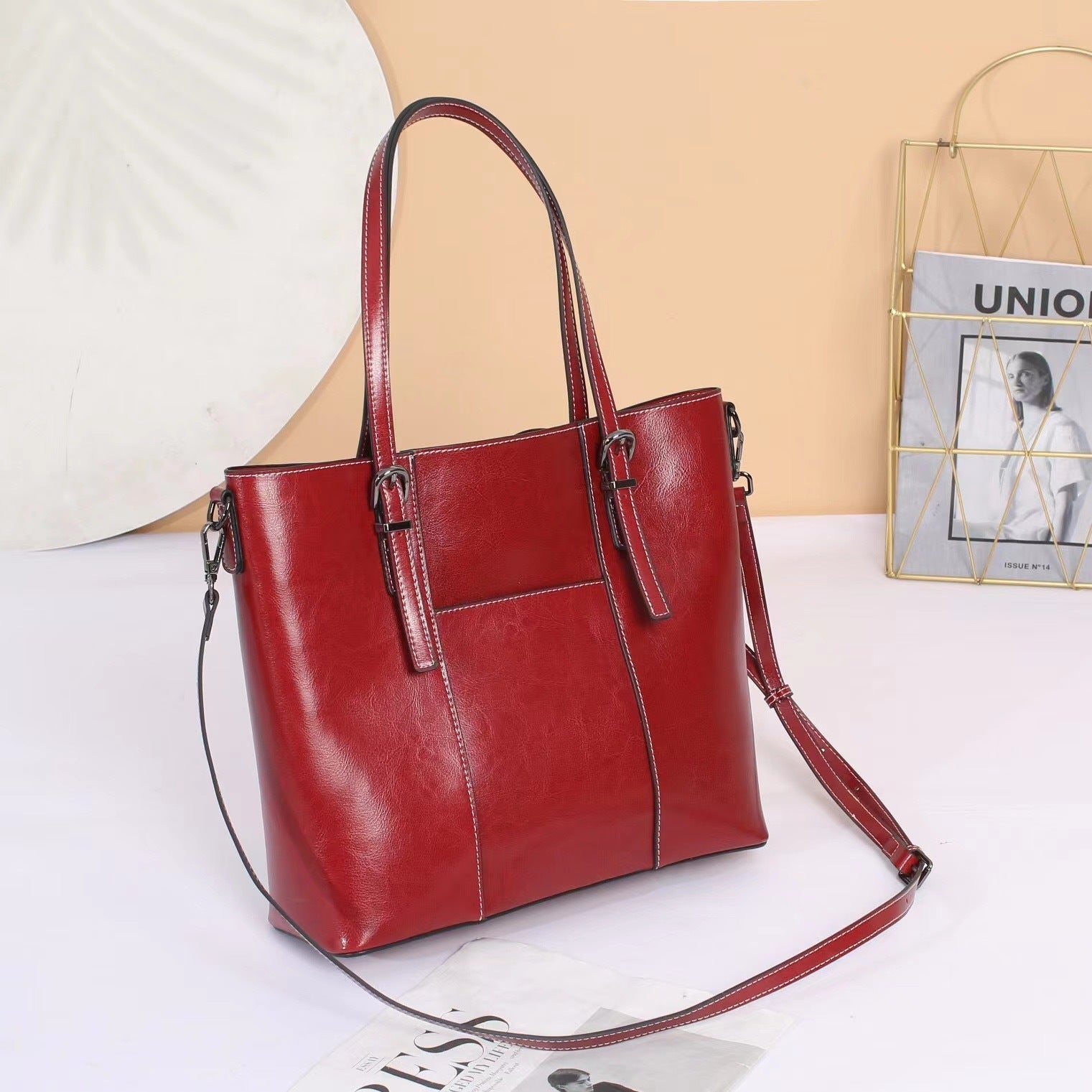 Big Bag Genuine Leather  Capacity Cowhide Messenger Bag Female Hand-held Tote My Store