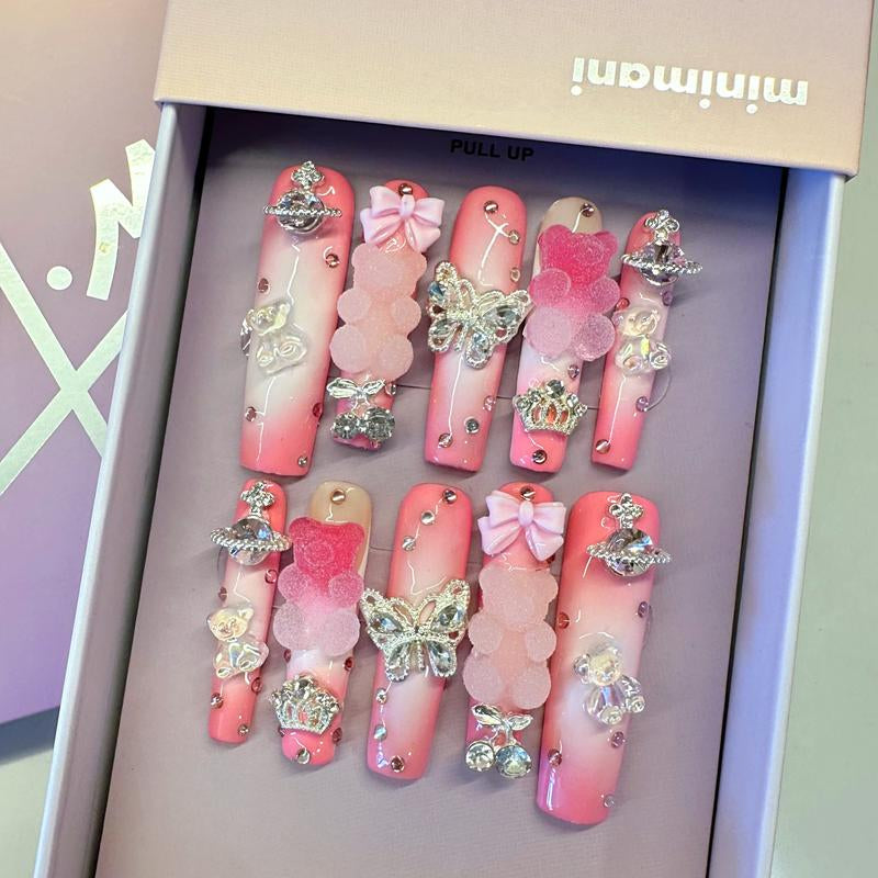 Minimani Spring Collections 10PCS Handmade Press on Nails Wedding Nails Reusablegel/Acrylic 2025 New Arrival