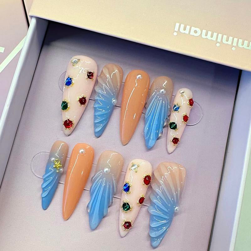 Minimani Spring Collections 10PCS Handmade Press on Nails Wedding Nails Reusablegel/Acrylic 2025 New Arrival